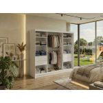 Szafa przesuwna DUBROWNIK 240 cm - biały z lustrem + 4 szuflady