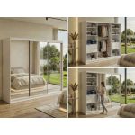 Szafa przesuwna DUBROWNIK 240 cm - biały z lustrem + 4 szuflady