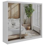 Szafa przesuwna DUBROWNIK 240 cm - biały z lustrem + 4 szuflady