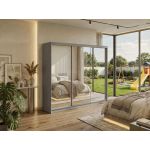 Szafa przesuwna DUBROWNIK 240 cm - szary z lustrem + 4 szuflady