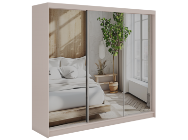 Szafa przesuwna DUBROWNIK 240 - kaszmir z lustrem + 4 szuflady