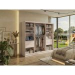 Szafa przesuwna DUBROWNIK 240 cm - kaszmir z lustrem + 4 szuflady