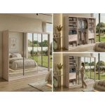 Szafa przesuwna DUBROWNIK 240 cm - kaszmir z lustrem + 4 szuflady