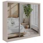 Szafa przesuwna DUBROWNIK 240 cm - kaszmir z lustrem + 4 szuflady