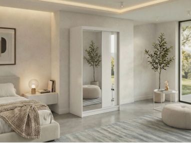 Szafa przesuwna GRECJA 120 - biały z lustrem