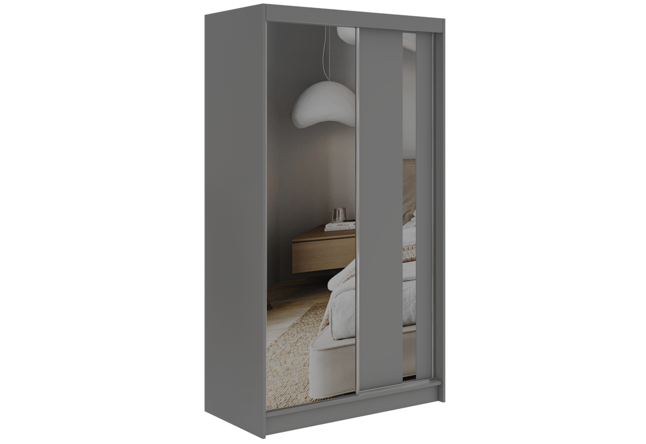 Szafa przesuwna GRECJA 120 cm - szary z lustrem
