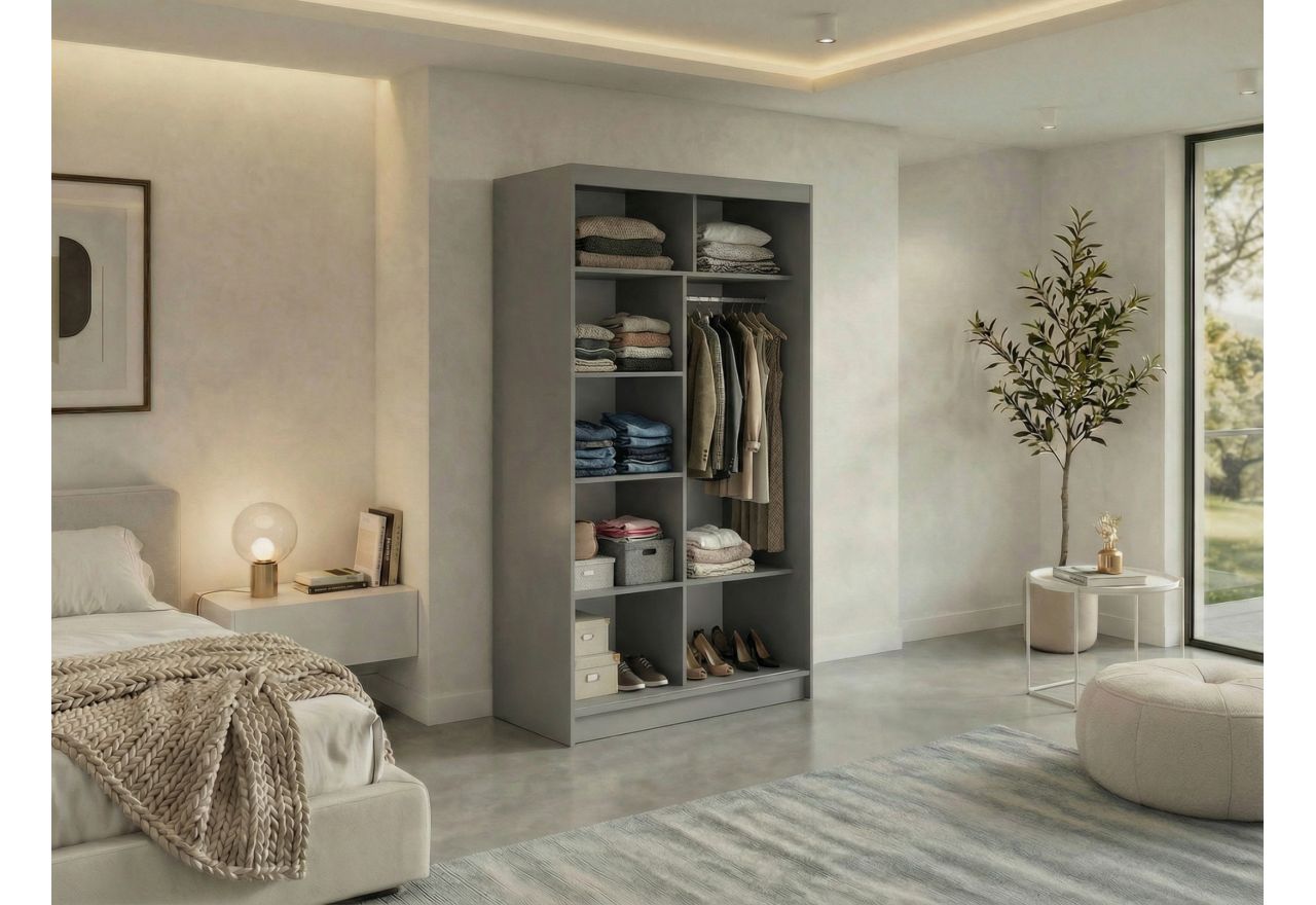 Szafa przesuwna GRECJA 120 cm - szary z lustrem