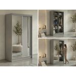 Szafa przesuwna GRECJA 120 cm - szary z lustrem
