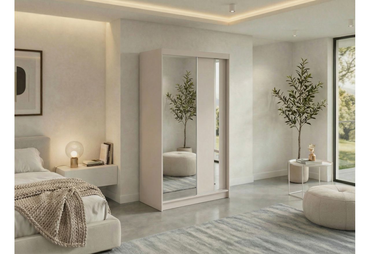 Szafa przesuwna GRECJA 120 cm - kaszmir z lustrem