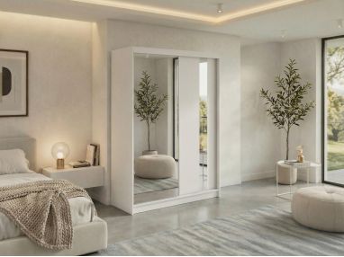 Szafa przesuwna GRECJA 150 - biały z lustrem