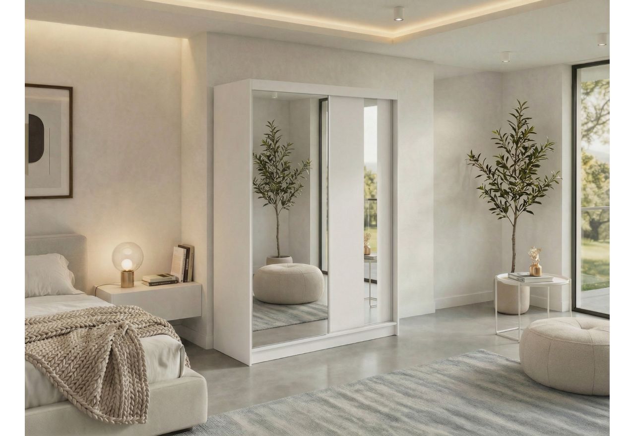 Szafa przesuwna GRECJA 150 cm - biały z lustrem