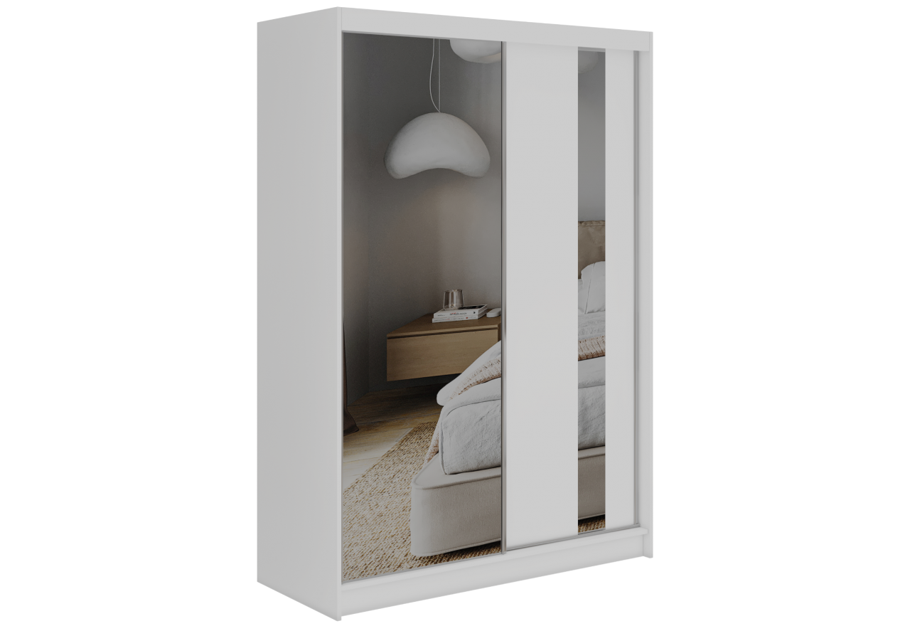 Szafa przesuwna GRECJA 150 cm - biały z lustrem