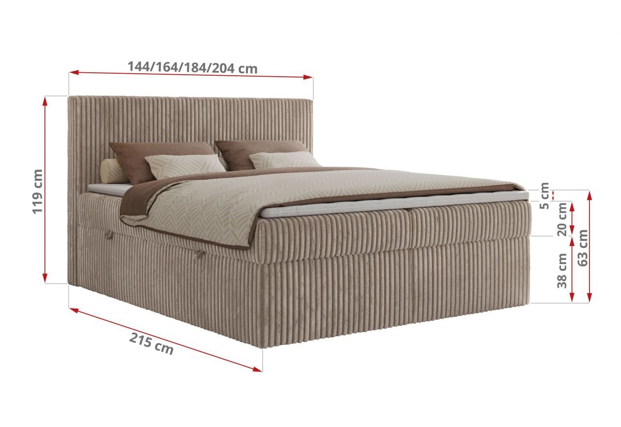 Łóżko kontynentalne TILIANO 180x200 - Tilia 11 - jasny brązowy - OUTLETU