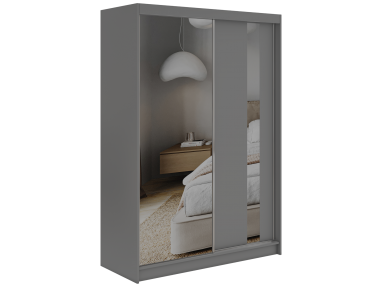 Szafa przesuwna GRECJA 150 - szary z lustrem