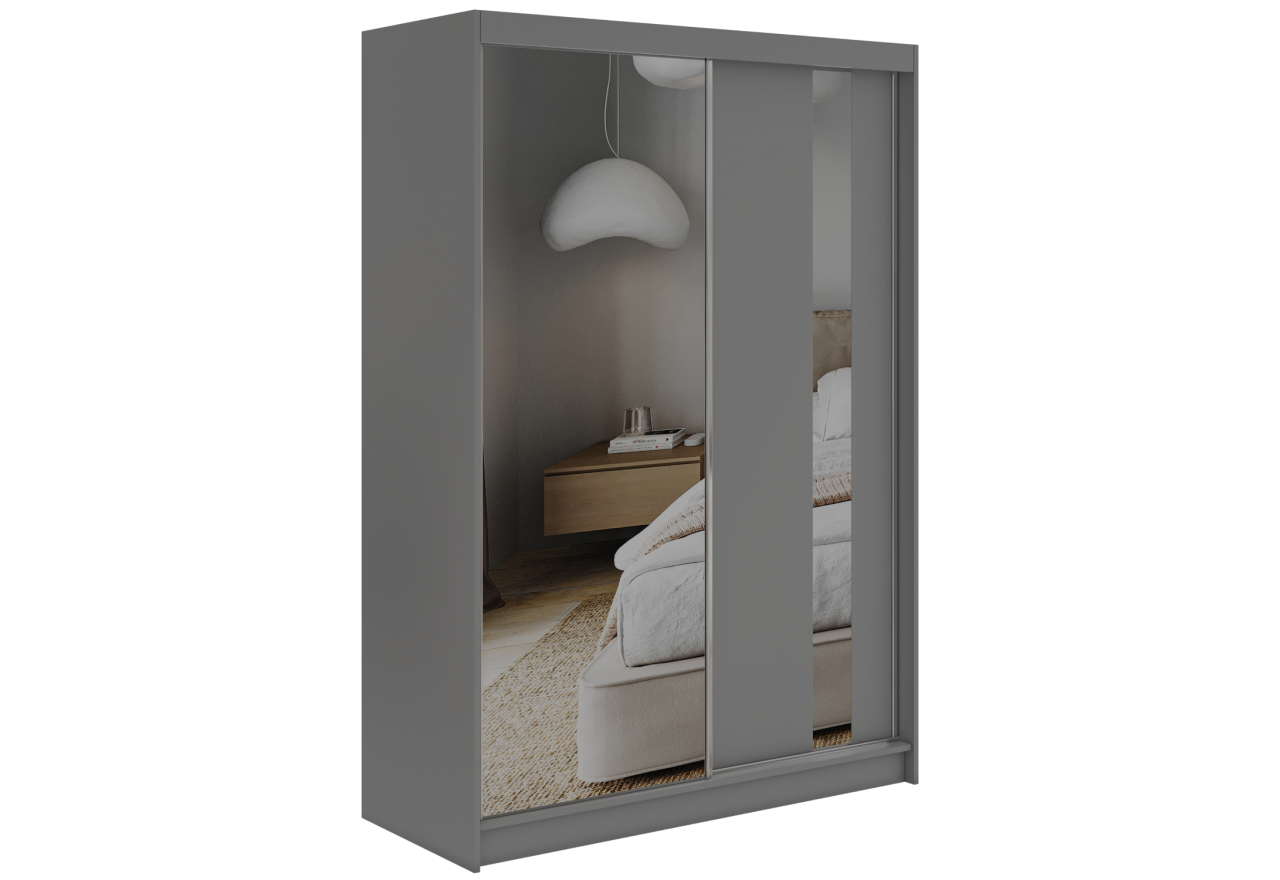 Szafa przesuwna GRECJA 150 cm - szary z lustrem