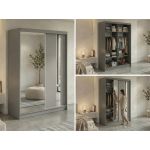 Szafa przesuwna GRECJA 150 cm - szary z lustrem