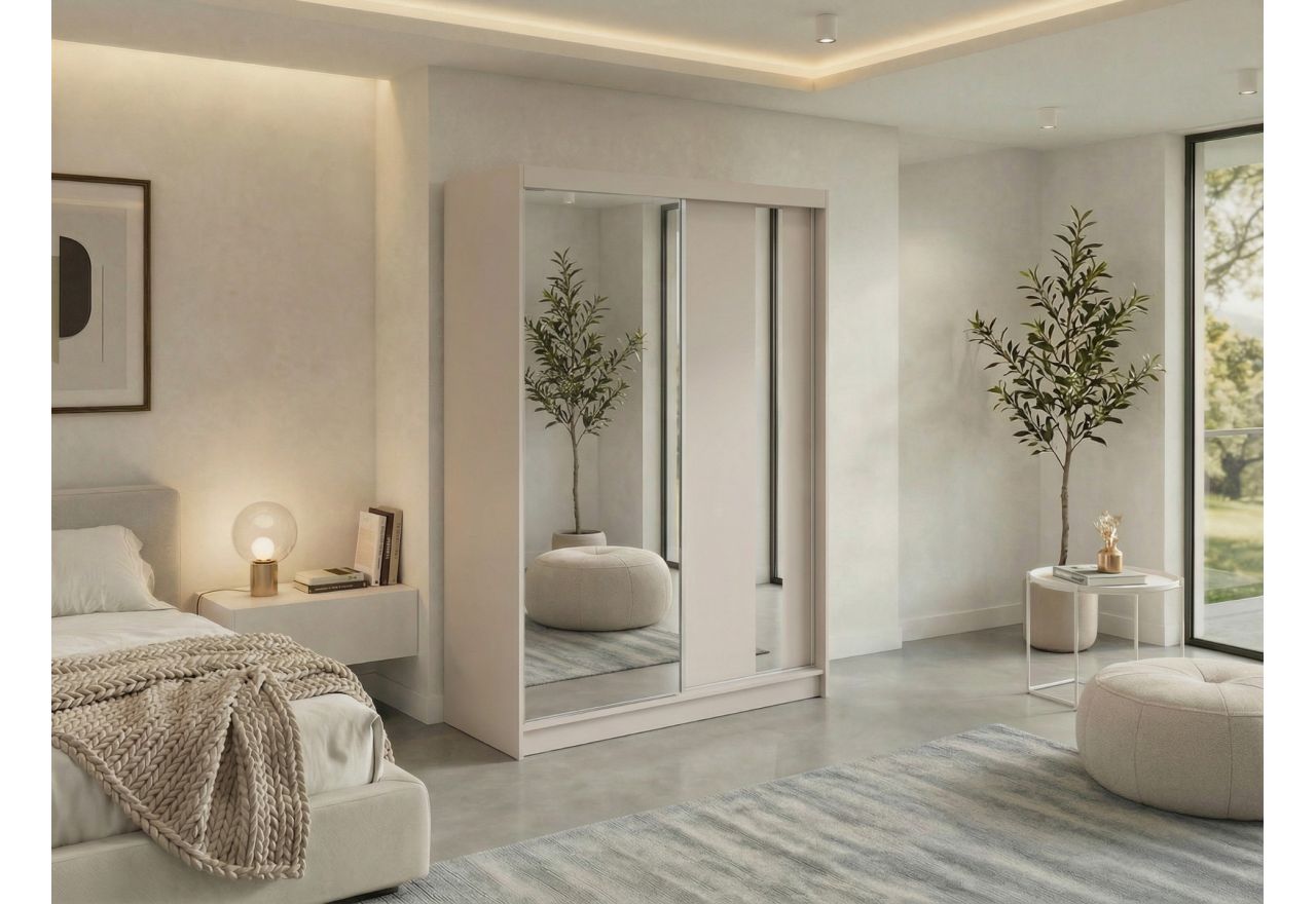 Szafa przesuwna GRECJA 150 cm - kaszmir z lustrem