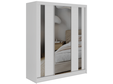 Szafa przesuwna GRECJA 180 - biały z lustrem + 2 szuflady