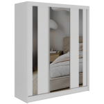 Szafa przesuwna GRECJA 180 cm - biały z lustrem + 2 szuflady
