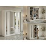 Szafa przesuwna GRECJA 180 cm - biały z lustrem + 2 szuflady