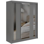 Szafa przesuwna GRECJA 180 cm - szary z lustrem + 2 szuflady