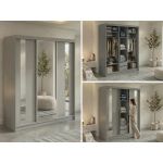 Szafa przesuwna GRECJA 180 cm - szary z lustrem + 2 szuflady