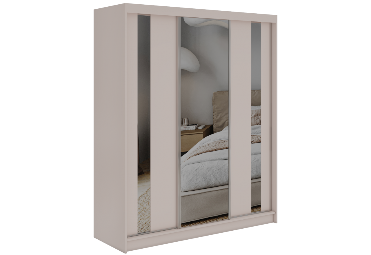 Szafa przesuwna GRECJA 180 cm - kaszmir z lustrem + 2 szuflady