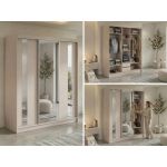 Szafa przesuwna GRECJA 180 cm - kaszmir z lustrem + 2 szuflady