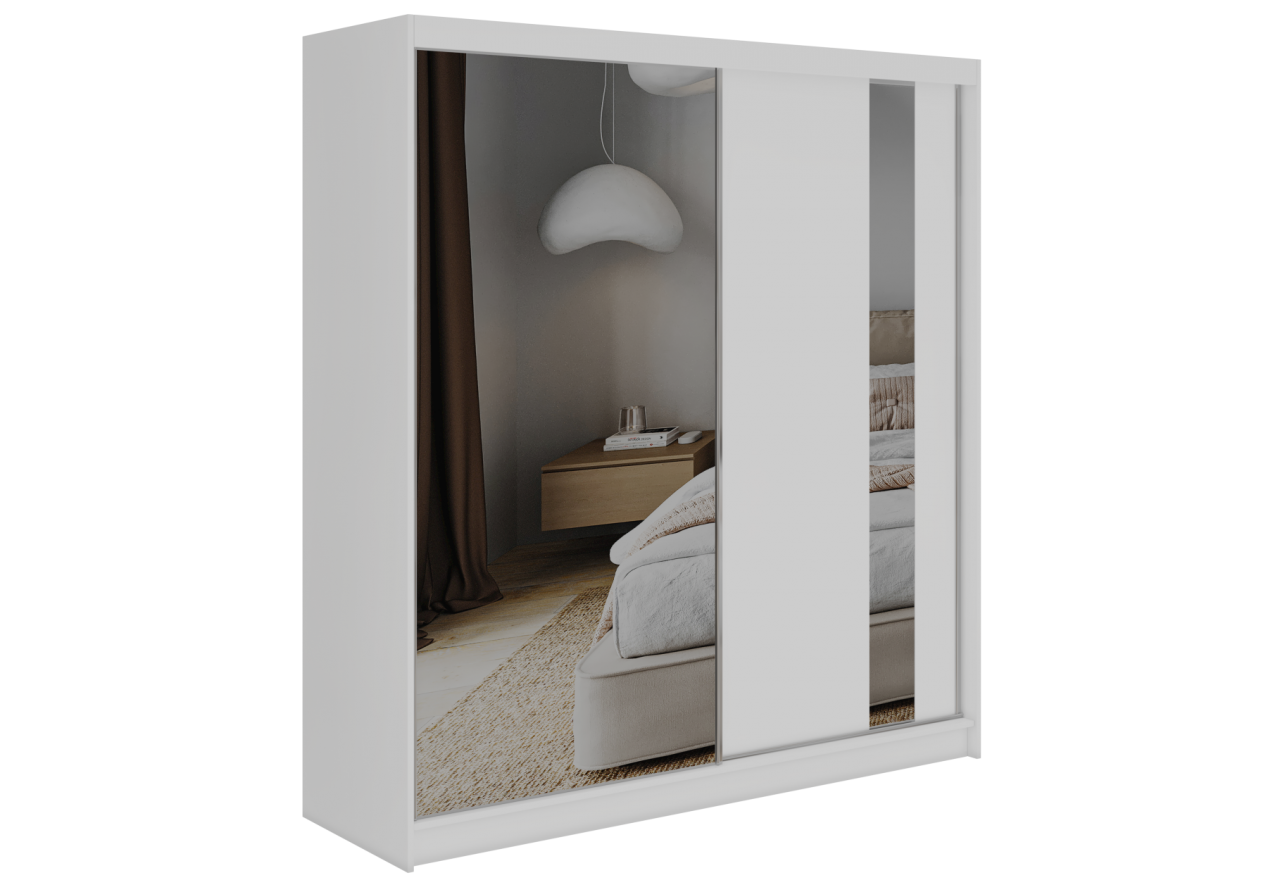 Szafa przesuwna GRECJA 200 - biały z lustrem