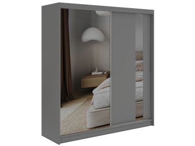 Szafa przesuwna GRECJA 200 - szary z lustrem