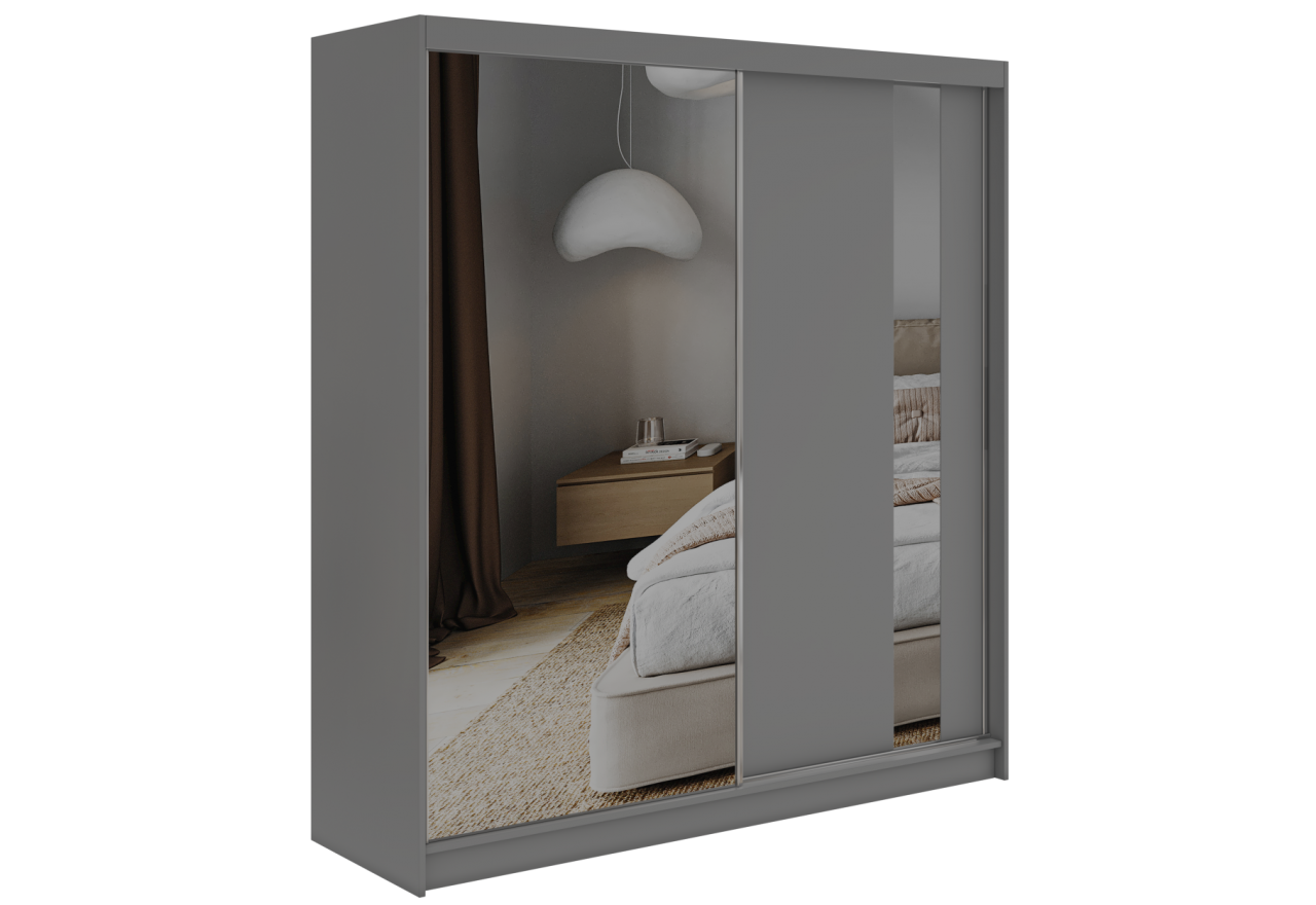 Szafa przesuwna GRECJA 200 - szary z lustrem