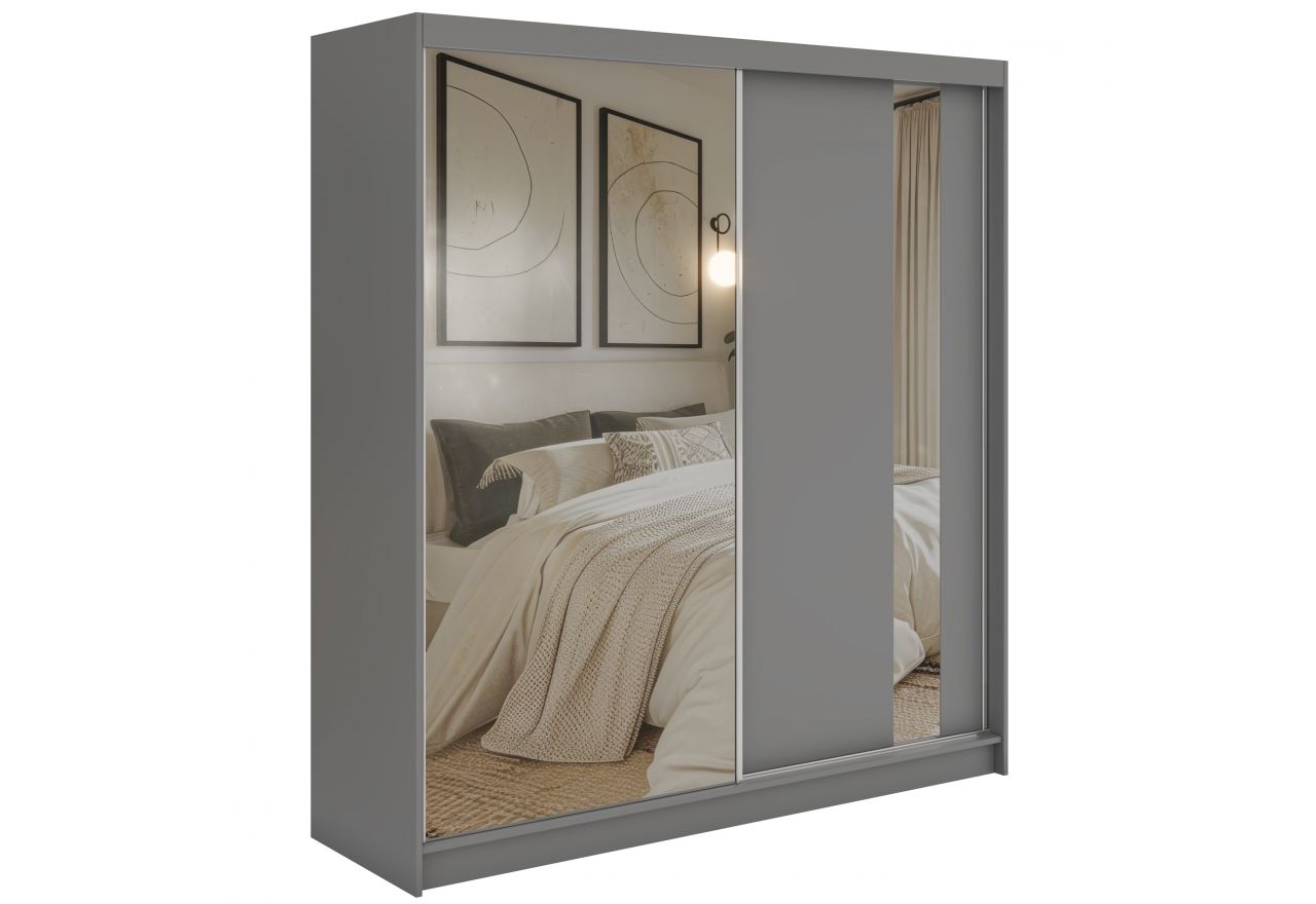 Szafa przesuwna GRECJA 200 - szary z lustrem