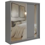 Szafa przesuwna GRECJA 200 - szary z lustrem