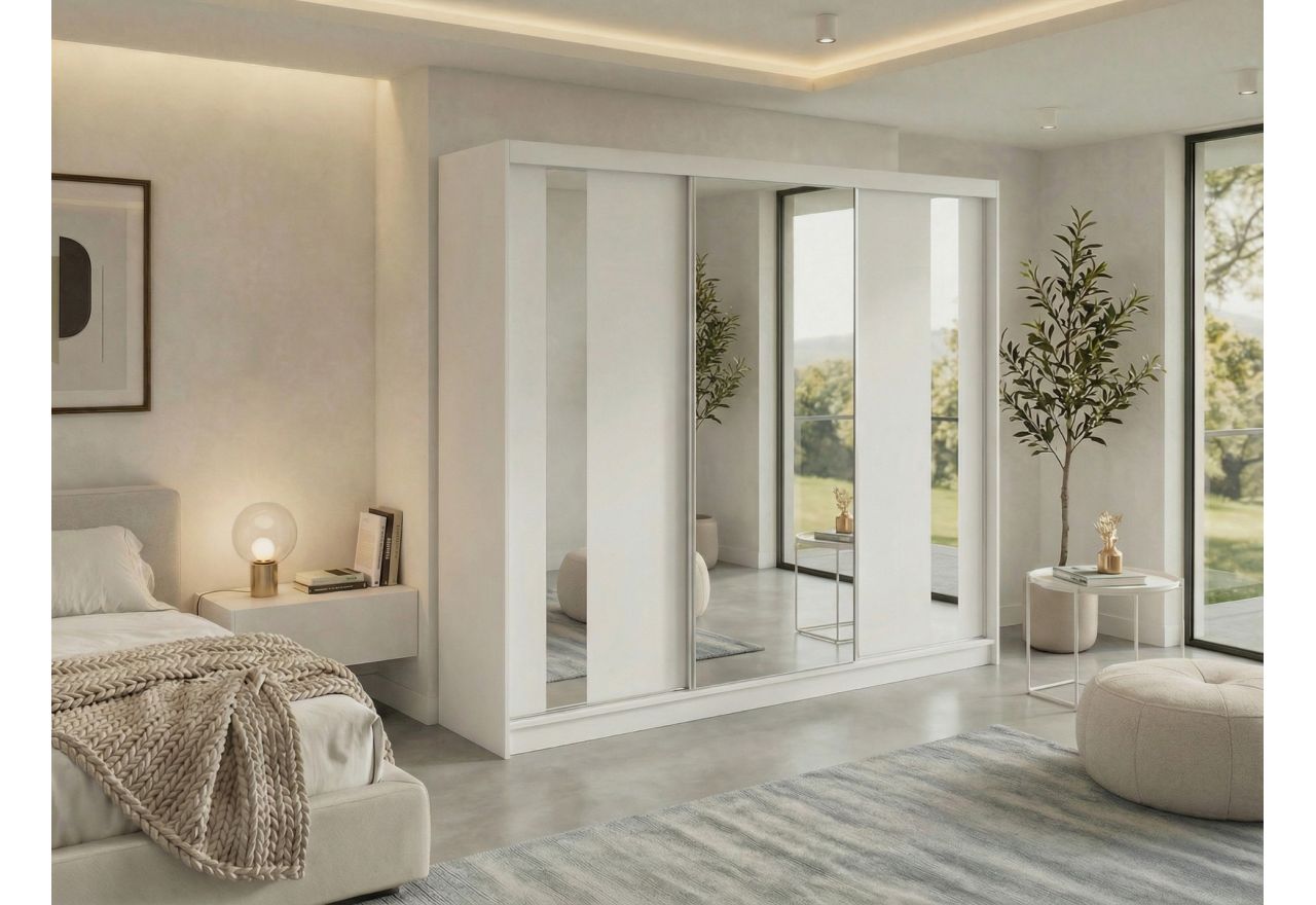 Szafa przesuwna GRECJA 240 cm - biały z lustrem