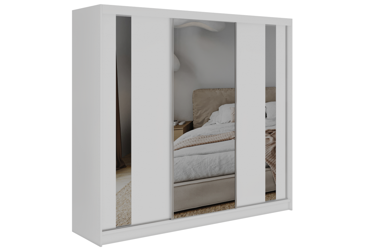 Szafa przesuwna GRECJA 240 cm - biały z lustrem