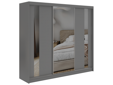 Szafa przesuwna GRECJA 240 - szary z lustrem