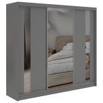 Szafa przesuwna GRECJA 240 cm - szary z lustrem