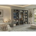 Szafa przesuwna GRECJA 240 cm - szary z lustrem