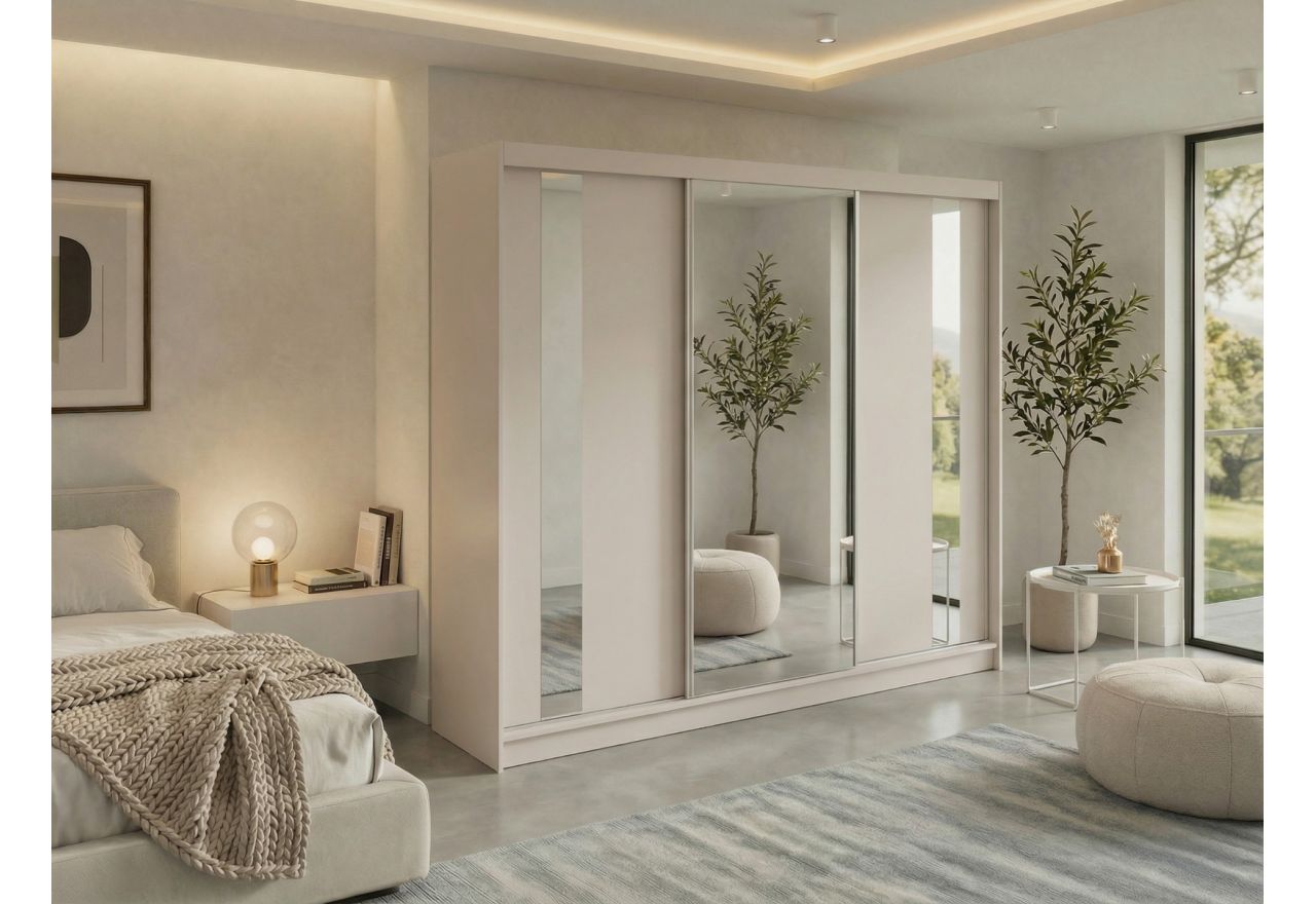 Szafa przesuwna GRECJA 240 cm - kaszmir z lustrem