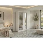 Szafa przesuwna GRECJA 120 cm - biały z lustrem + 2 szuflady