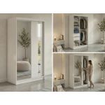 Szafa przesuwna GRECJA 120 cm - biały z lustrem + 2 szuflady
