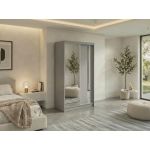 Szafa przesuwna GRECJA 120 cm - szary z lustrem + 2 szuflady