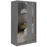 Szafa przesuwna GRECJA 120 cm - szary z lustrem + 2 szuflady