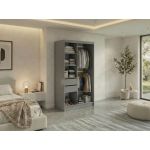 Szafa przesuwna GRECJA 120 cm - szary z lustrem + 2 szuflady