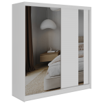Szafa przesuwna GRECJA 200 - biały z lustrem + 4 szuflady
