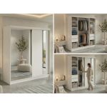 Szafa przesuwna GRECJA 200 - biały z lustrem + 4 szuflady