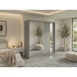 Szafa przesuwna GRECJA 200 - szary z lustrem + 4 szuflady