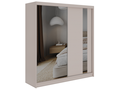 Szafa przesuwna GRECJA 200 - kaszmir z lustrem + 4 szuflady