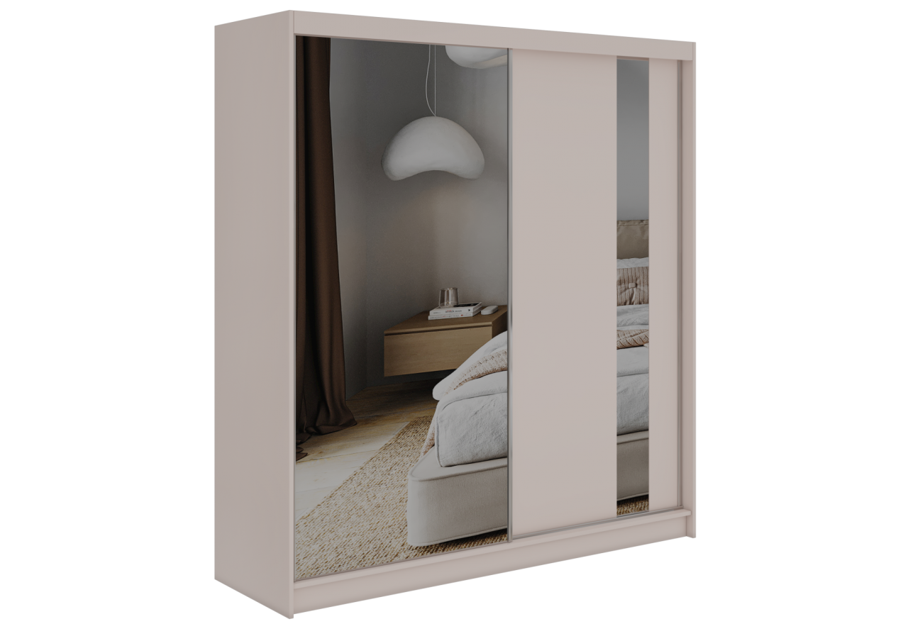 Szafa przesuwna GRECJA 200 - kaszmir z lustrem + 4 szuflady