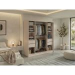 Szafa przesuwna GRECJA 200 - kaszmir z lustrem + 4 szuflady